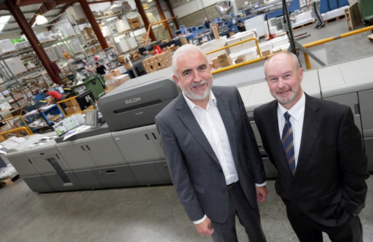 Pictured are (L-R) Padraic Kierans, managing director of Anglo Printers, with Paul Kealy Production Print Division of Ricoh Ireland