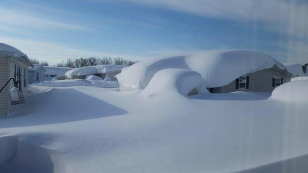 Houses covered in snow in Western New York