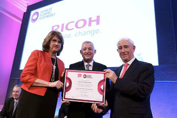 Pictured at the announcement in Dublin Castle - An Tánaiste and Minister for Social Protection Joan Burton, Gary Hopwood, General Manager, Ricoh Ireland and Kieran McGowan, Chairperson, Business in the Community